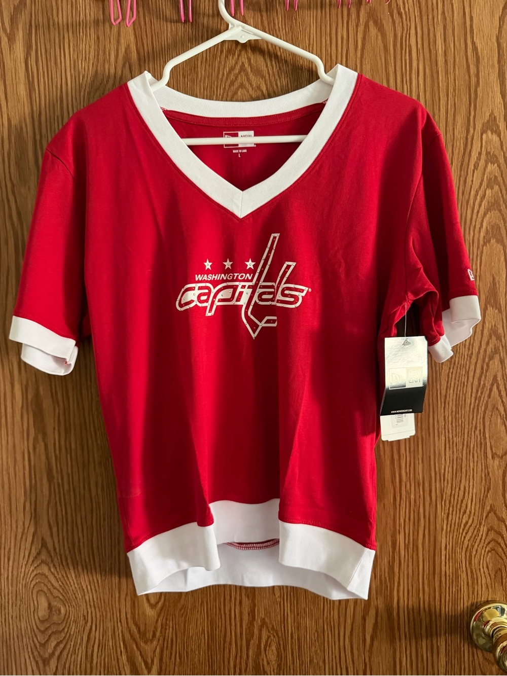 New Era Red and White Washington Capitals Short Sleeve Tee